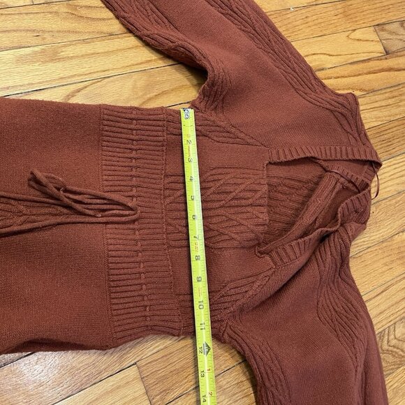 Free People Emmaline Mini Sweater Dress Cut Out‎ Back in Burnt Orange Small - Picture 10 of 10